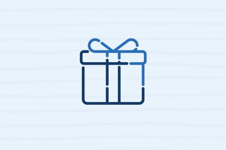 Outline of a gift box with a bow on top.